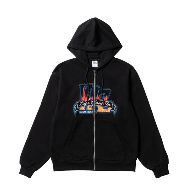 LIFE GOES ON ZIPパーカー/BLACK